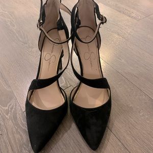 Jessica Simpson Black Suede Wrap Pumps